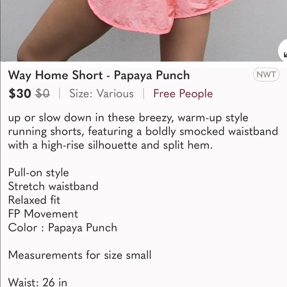 Free people way home shorts papaya punch - Picture 5 of 5